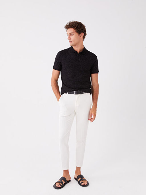 Polo Yaka K?sa Kollu Desenli Erkek Ti??rt