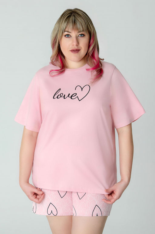 Арт. 9162 Пижама с шортами 50-58 (5 шт) Цвет:розовый