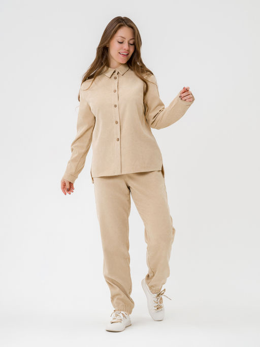 Рубашка вельветовая светло бежевая - Odis фото 6