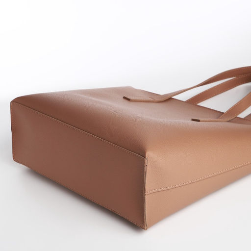 Сумка-шопер женская TEXTURA на молнии, размер 34×11×31 см, однотонная, бежевая