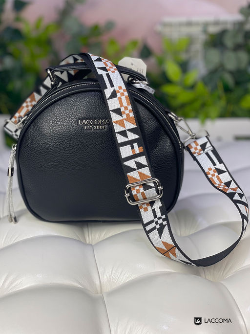 LACCOMA ремень 1000-22-3,8-треугольник-черн/белый/корич полиэстр