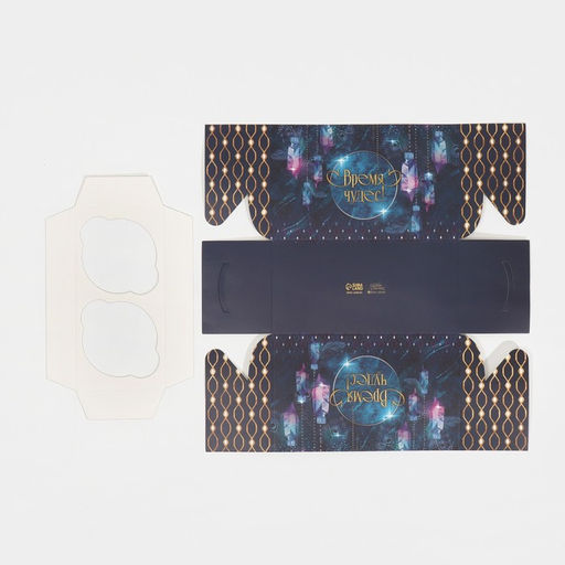 Цена за 5 шт. Коробка для капкейка «Фотографичный синий», 16 х 8 х 10 см