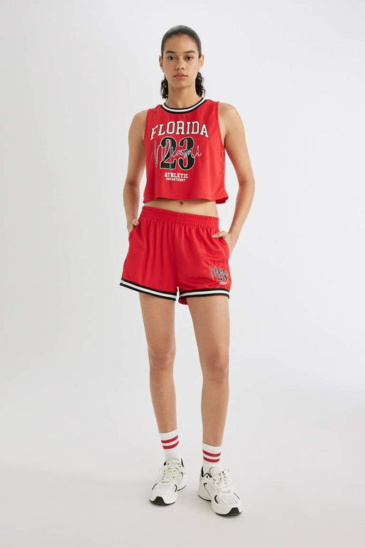 Укороченная майка с принтом DeFactoFit с круглым вырезом фото 8