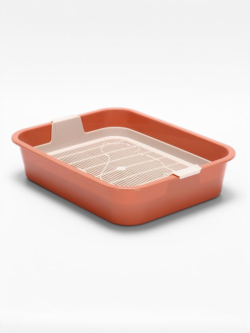 Туалет для кошек «Мур-мяу», 33×25×7 см, с сеткой, пластик, цвет коралловый