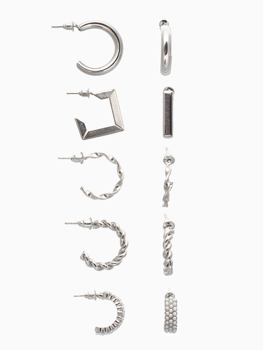 Серьги набор 5 пар Леди линии, цвет белый в серебре - Queen fair фото 10