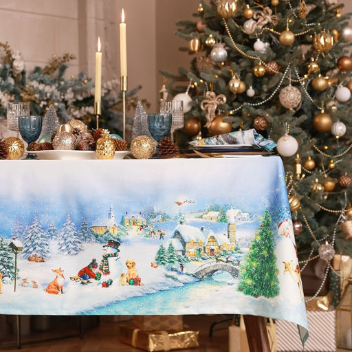 Набор новогодний «Этель. Рождественский вечер»: скатерть 150×180 см, с ВГМО, салфетка 40×40 см - 8 штук