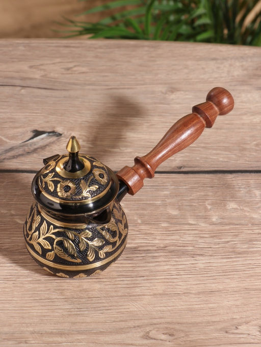 Цена за 2 шт. Турка Чёрное золото, 250 мл, латунь, с крышкой и деревянной ручкой - Simaland фото 2