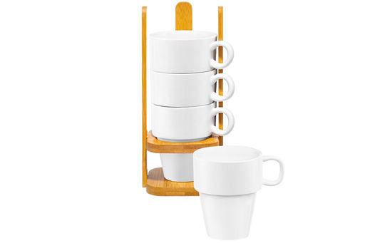 Набор 4 кружек 170 мл 10,5*8,5*21 см Айсберг на дерев. подставке - Elan gallery фото 5