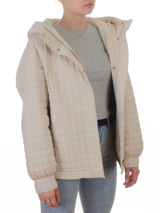 8039 LT. BEIGE Куртка стеганная демисезонная женская (100 гр. холлофайбер) - Фабричный китай фото 8