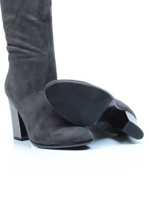YF189-012M DARK GREY Полусапоги зимние женские (натуральная замша, натуральный мех (еврозима))