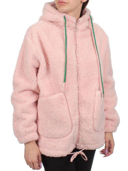 1008 PINK Куртка плюшевая демисезонная (65% хлопок, 35% полиэстер) оверсайз 46-54
