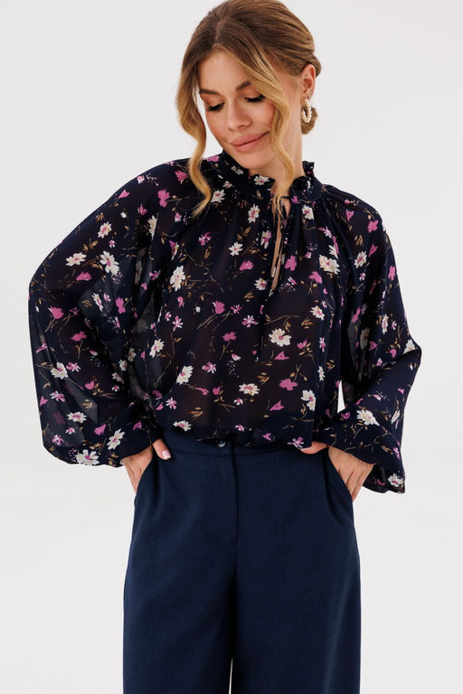 Блуза AmberA 1128-2 синий  фото 3