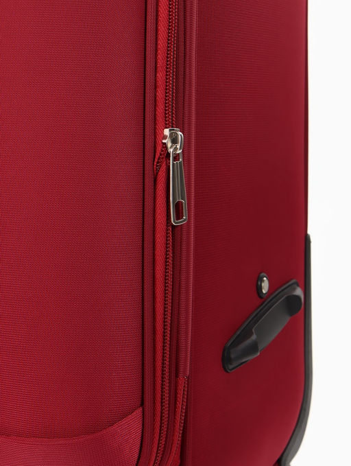 Чемодан 20",Текст,36*25*58,отд на молнии,1 нар/карм, увелич,код замок,4 колеса, красный