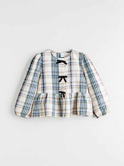 Bisiklet Yaka Ekose K?z ?ocuk G?mlek