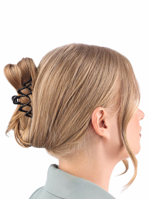 Цена за 6 шт. Крабик для волос «Джина», волны, 7 см, чёрный