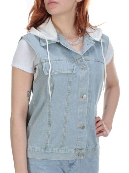 803 BLUE/BLACK Джинсовый жилет женский (100% хлопок) - Фабричный китай фото 31