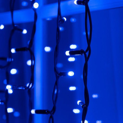 Гирлянда «Занавес» 2×3 м, IP65, УМС, тёмная нить каучук, 600 LED, свечение синее, 220 В