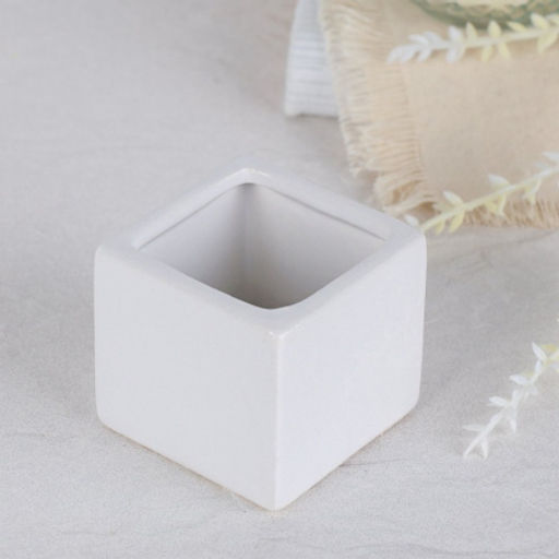 Кашпо Куб 6х5,5 см / 2236W /уп 12/144/белое - ГалеонТрейд фото 2