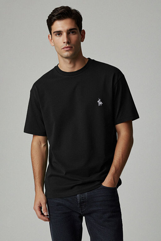 Siyah Regular/Normal Kesim At Nak__ Detayl_ %100 Pamuklu T-Shirt TMNSS24TS00056 - Trendyolmilla фото 2