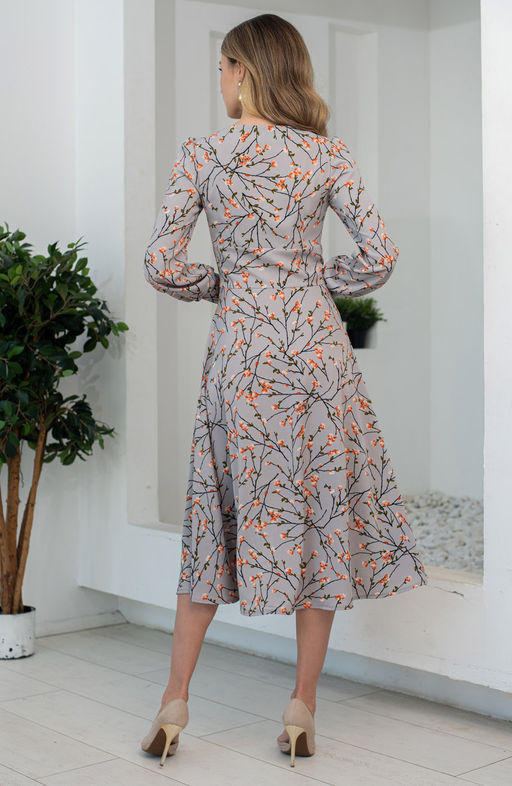 Эффектное платье серый/цветы - Donna saggia фото 5