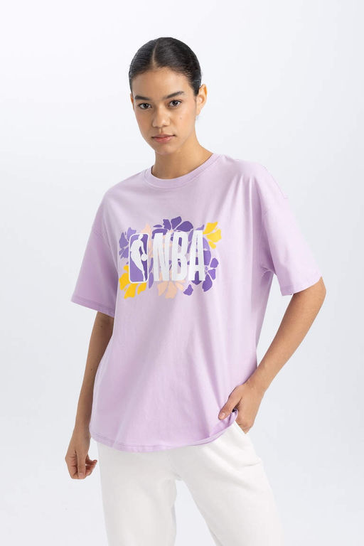 DeFactoFit Футболка Oversize с круглым вырезом и короткими рукавами NBA Wordmark  фото 2