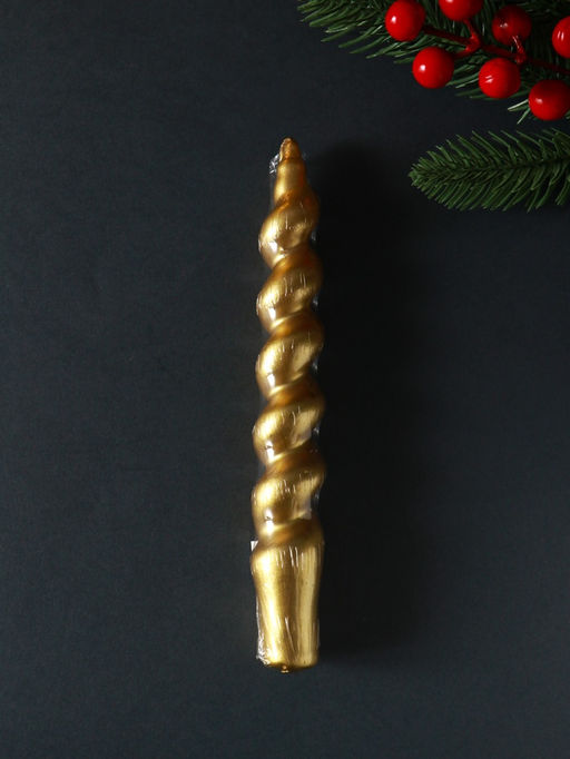 Цена за 2 шт. Свеча витая "LUXURY" 25*180 мм, лакированная, золото