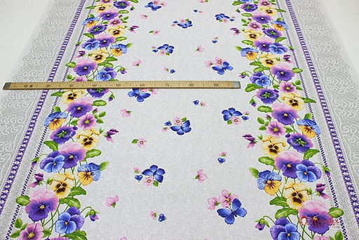 Рогожка Анютины глазки на светло-сером, ш.1.5м, хлопок-100%, 165гр/м.кв - Купава фото 5