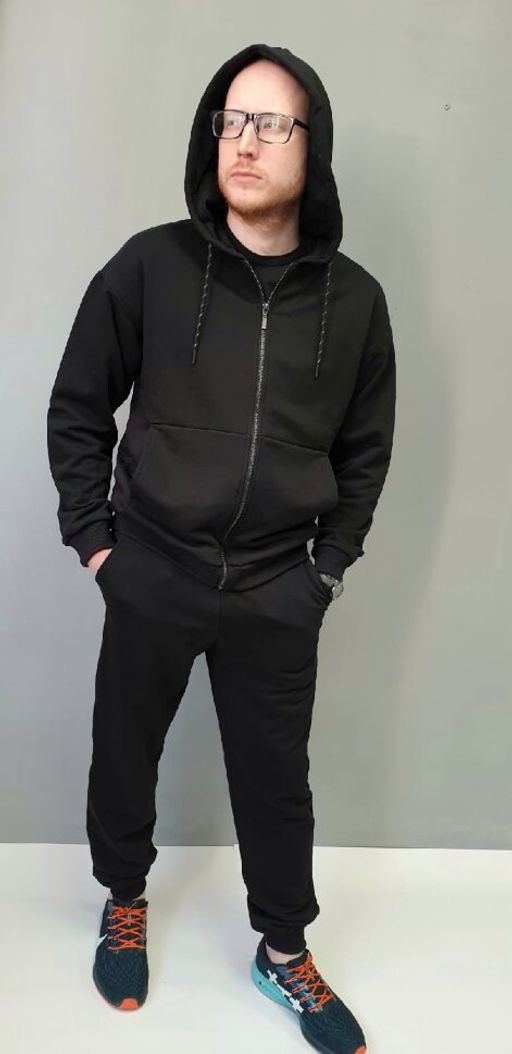 265ПМ Костюм мужской на молнии, черный (3хнитка петля) - Knitka wear фото 11