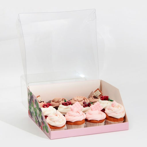 Цена за 5 шт. Коробка для кондитерских изделий с PVC-крышкой Ягоды, 25 х 22,5 х 10 см - Дарите счастье фото 3