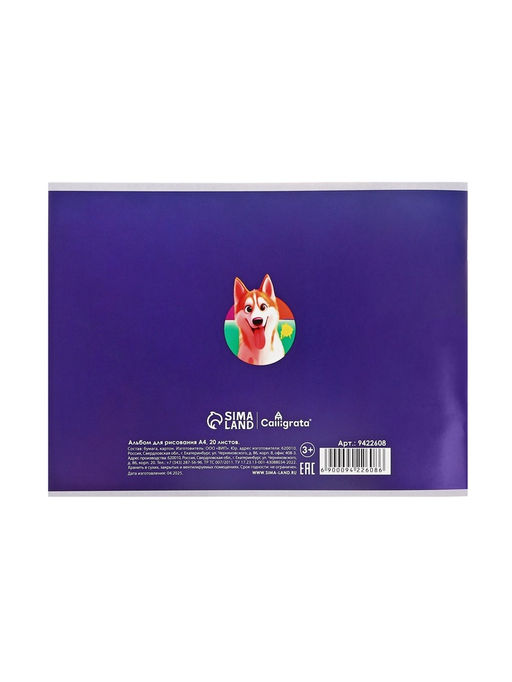 Цена за 5 шт. Альбом для рисования Calligrata А4, 20 листов, на скрепке, МИКС