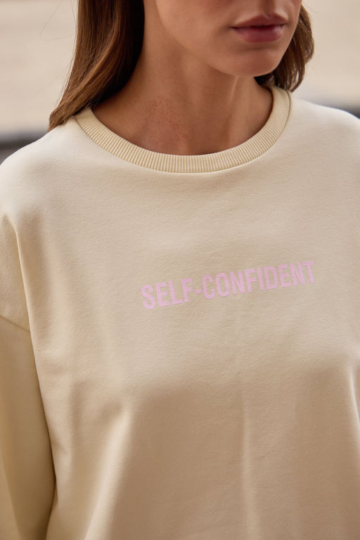 Лонгслив оверсайз с принтом SELF CONFIDENT