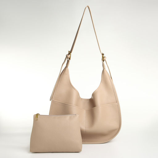 Сумка - мешок женская TEXTURA, на магните, с косметичкой, 34×12×27 см, бежевая