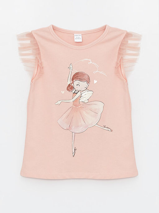 Bisiklet Yaka Bask?l? K?z Bebek Ti??rt - Waikiki фото 3