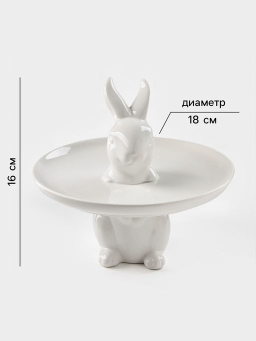 Блюдо для пирожных Доляна Кролл, 18?18 см, доломит, белое