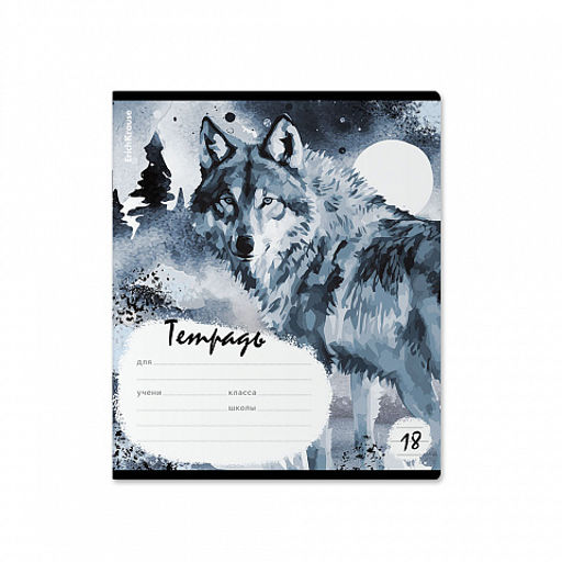 Цена за 10 шт. Тетрадь школьная ученическая ErichKrause Timber Wolf, 18 листов, линейка (в плёнке по 10 шт.)_MIX-PACK  фото 3