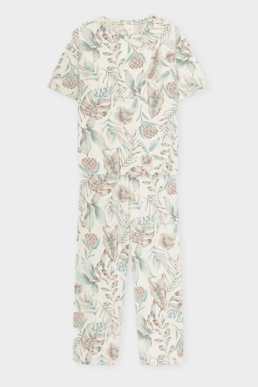 ЕП 20204/айвори,акварельные тропики пижама жен