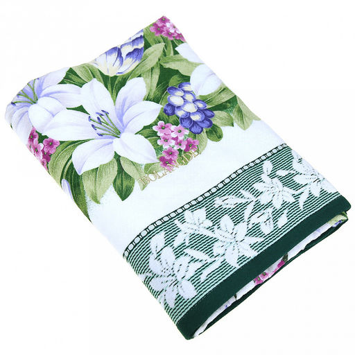 "Япония-2019" Полотенце махровое 100х150см, плотность 300гр/м2, 100% хлопок, "Лилия", зеленый, Bolangde (Китай)