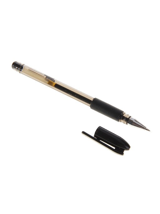 Цена за 12 шт. Ручка гелевая, чёрный стержень, узел 0.5 мм, резиновый упор