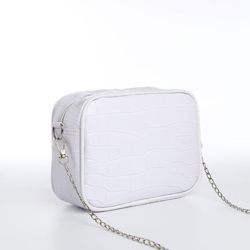 Сумка женская,18*7*14, отд на молнии, цепочка, белый - Simaland фото 3