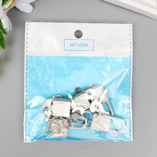 Цена за 5 шт. Замок навесной металл для шкатулок с ключом 3,3х1,9 см