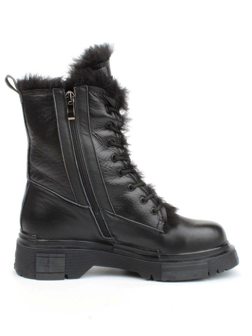04-YPM5822A BLACK Ботинки зимние женские (натуральная кожа, натуральный мех) - Фабричный китай фото 5