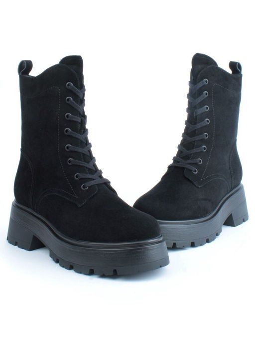 04-M3-1376 BLACK Ботинки зимние женские (натуральная замша, натуральный мех)