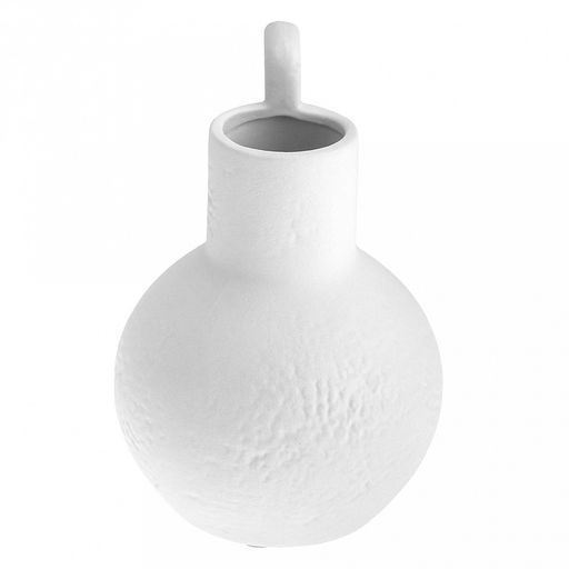 Ваза керамическая "Кувшин" 950мл, д13см h19,3см, горло - 4,5х4,2см, матовая, фактурная глазурь, цвет - белый, в коробке (Китай)