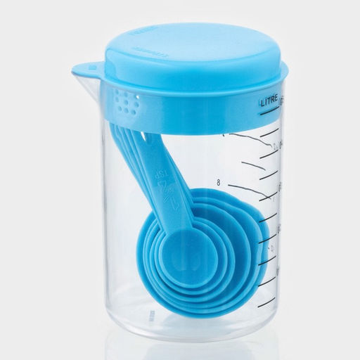 Набор мерных ложек «Маэстро», 7 предметов: стакан 500 мл, ложки, пластик, голубой