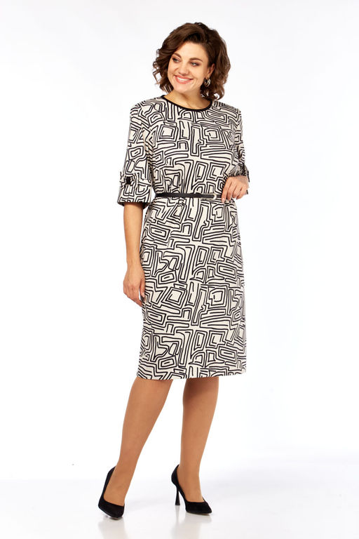 Платье Элль стиль 2406 бежевый/черный фото 6