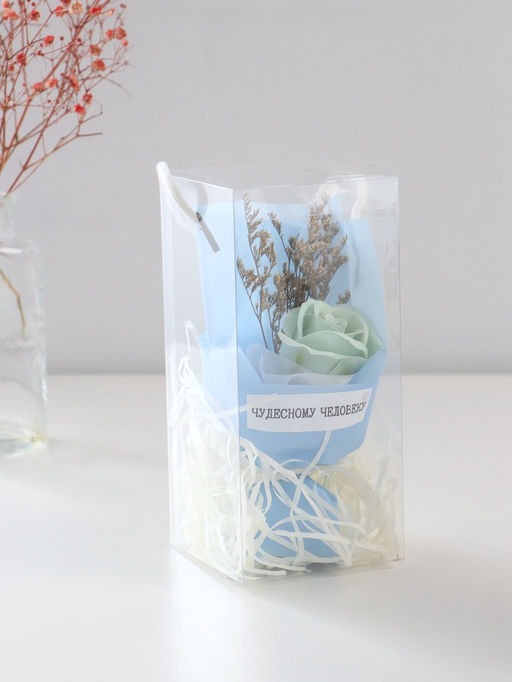 Букет из мыльных лепестков для ванны Роза подарочная в коробке, подарочный, голубой, 8.6?8.6?18.5 см - Simaland фото 4