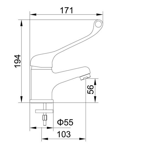 Смеситель для раковины Accoona A9041, однорычажный, с хирургической ручкой, хром