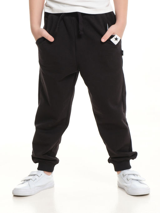Брюки для мальчика на резинке черные 22-0511 черный - Mini maxi фото 2