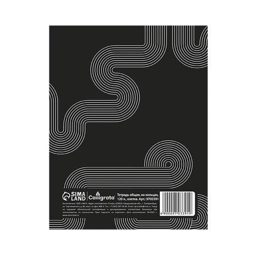Тетрадь на кольцах, в клетку, 120 листов Графика, обложка 7БЦ, блок офсет - Calligrata фото 2