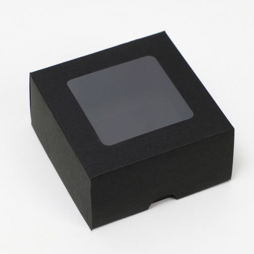 Цена за 10 шт. Коробка складная, крышка-дно, с окном, черная, 10 х 10 х 5 см - UPAK LAND фото 2